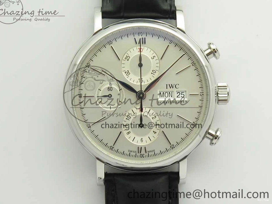 MIROTIME 0123 Portofino IW391001 SS ZK 1:1 Best Edition White Dial Silver Markers on Black Leather Strap A RelaxedFit 7139